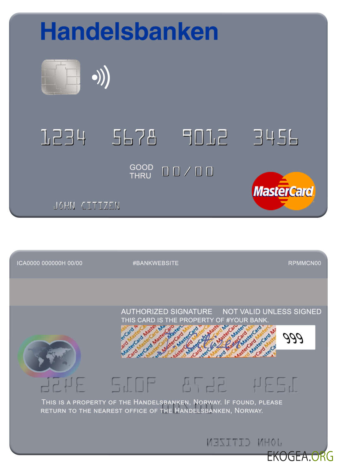 Carte Mastercard de la Handelsbanken de Norvège